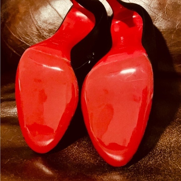 Christian Louboutin Very Prive  120mm Veau velour platform Peep pump EU 38.5 - Picture 8 of 8